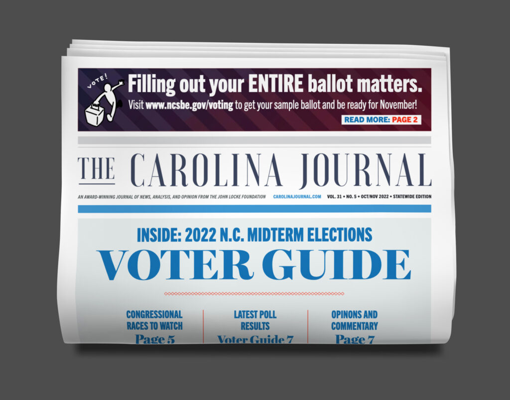 Front cover from Greg de Deugd's redesign of Carolina Journal