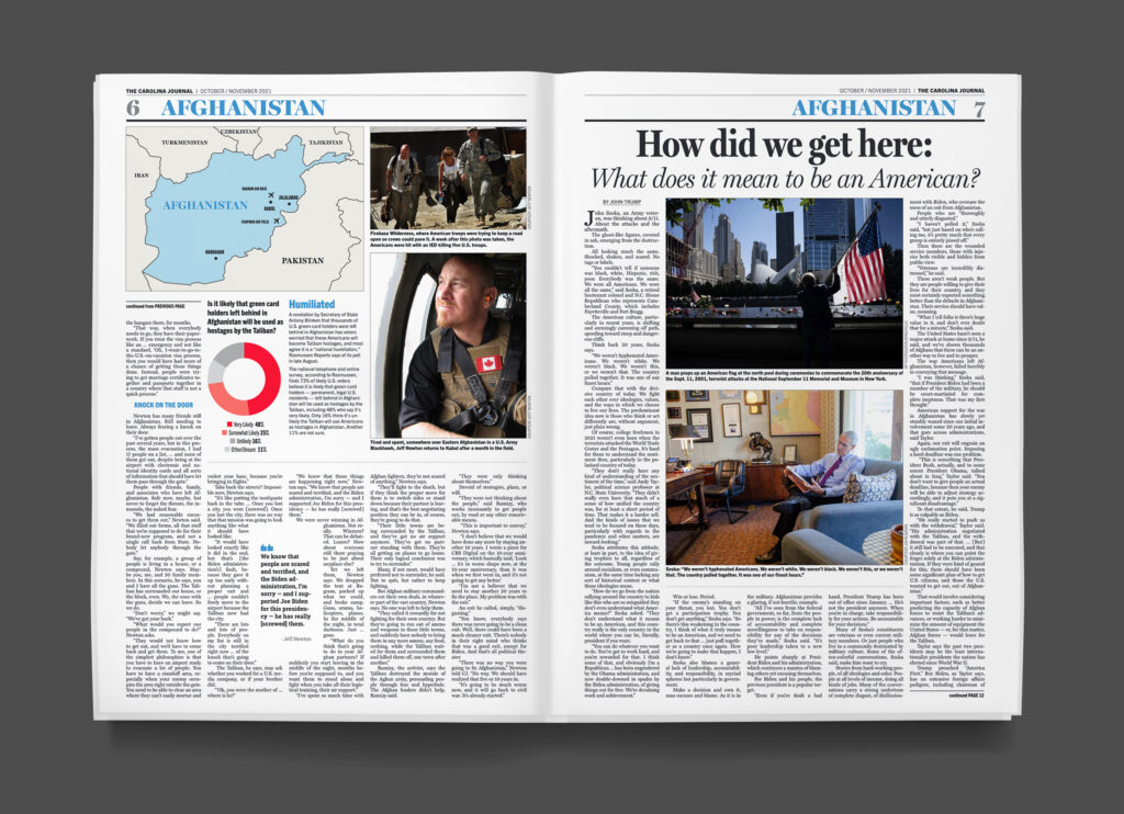 A news spread from Greg de Deugd's redesign of Carolina Journal